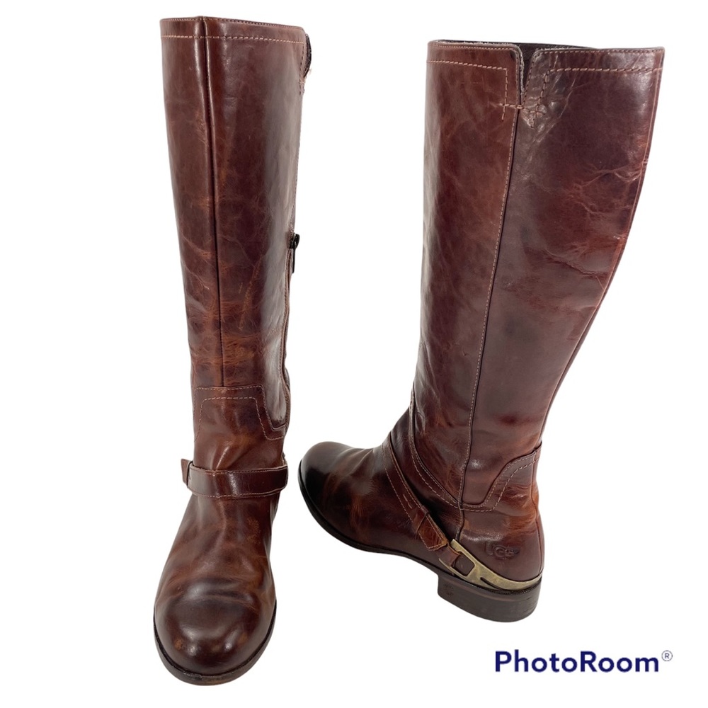 UGG Boots Distressed Brown High Side Zip Pull On S\N 1001637